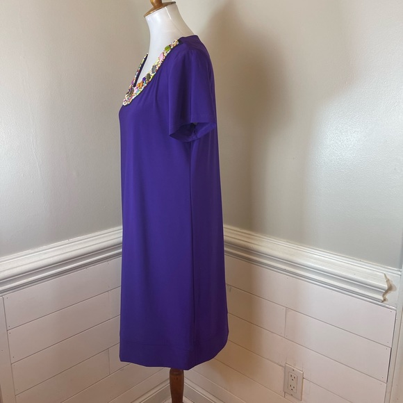 Ronni Nicole Royal Purple Gorgeous Beaded Neck Dress 12 FREE SHIP - Picture 2 of 5